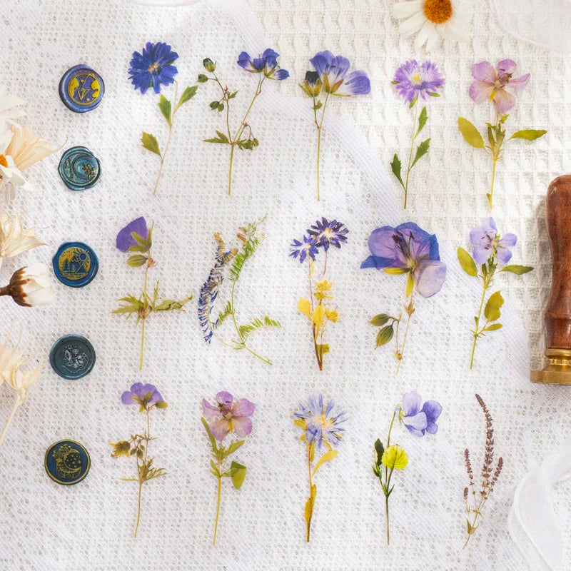 40 Pack Floral Stickers Kit for Scrapbooking & Journaling - Transparent PET Embellishments