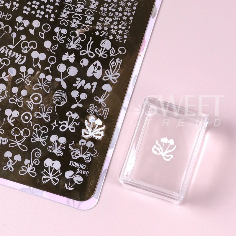 Nail Stamping Plates Kit for French Manicure - Silicone Polish Stencil & Seal