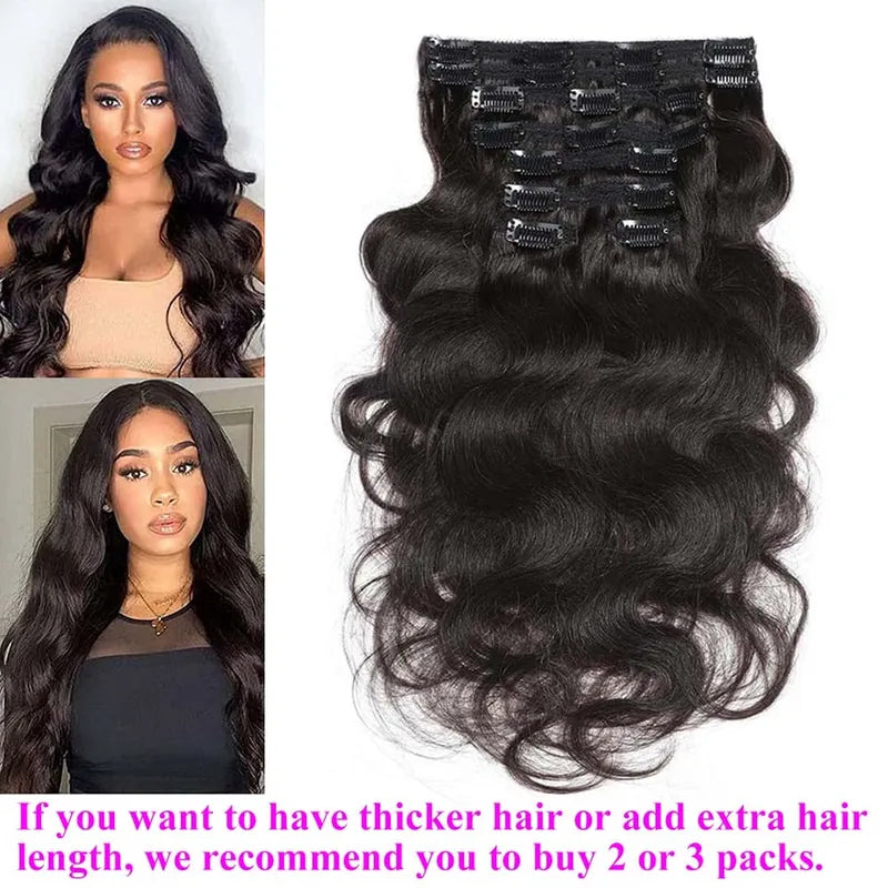 Clip In Body Wave Hair Extensions - Unprocessed Human Hair, 16-22 Inches, 120g