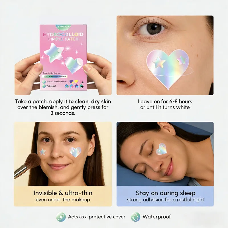 Hydrocolloid Acne Patch Set for Clear Skin - Waterproof & Invisible, Suitable for All Skin Types