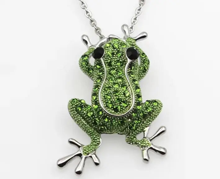 Luxury Green Crystal Frog Brooch Animal Pins for Women Dress Coat Jewelry Gift