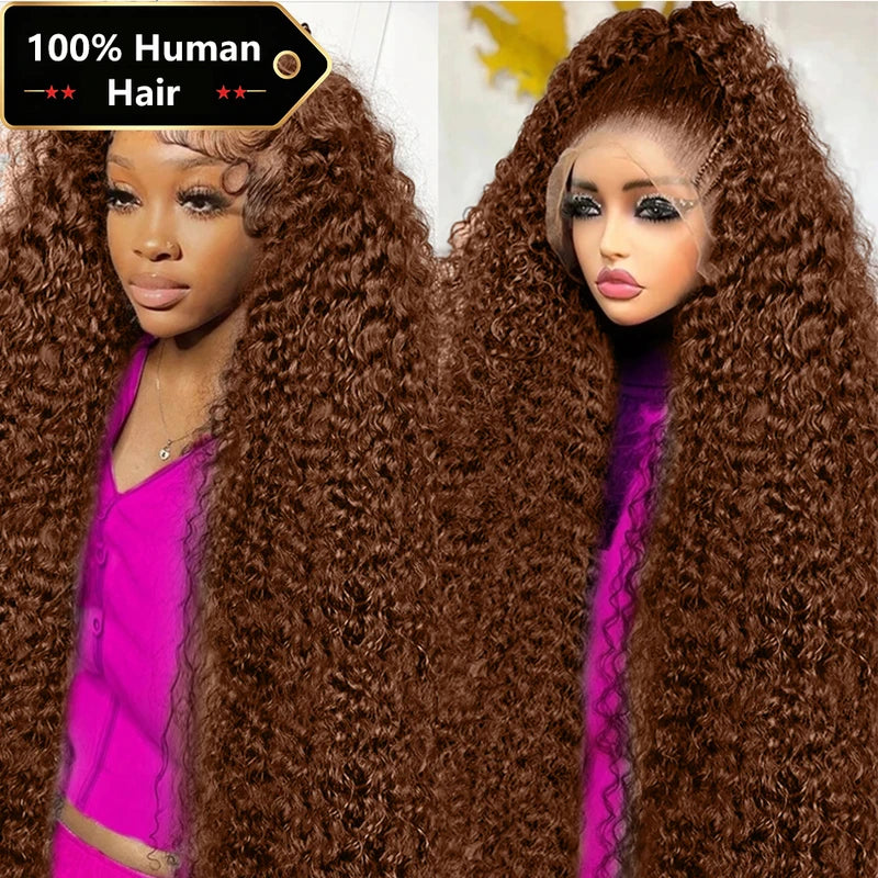 Deep Curly Human Hair Wigs for Women 30-38 Inch Lace Front Water Wave Styles