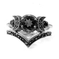 Star Moon Shape Women's Stackable Ring Set - Delicate Islamic Jewelry