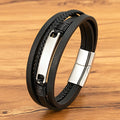 Multi-Layer Leather Wrap Bracelet for Men Stainless Steel Casual Jewelry