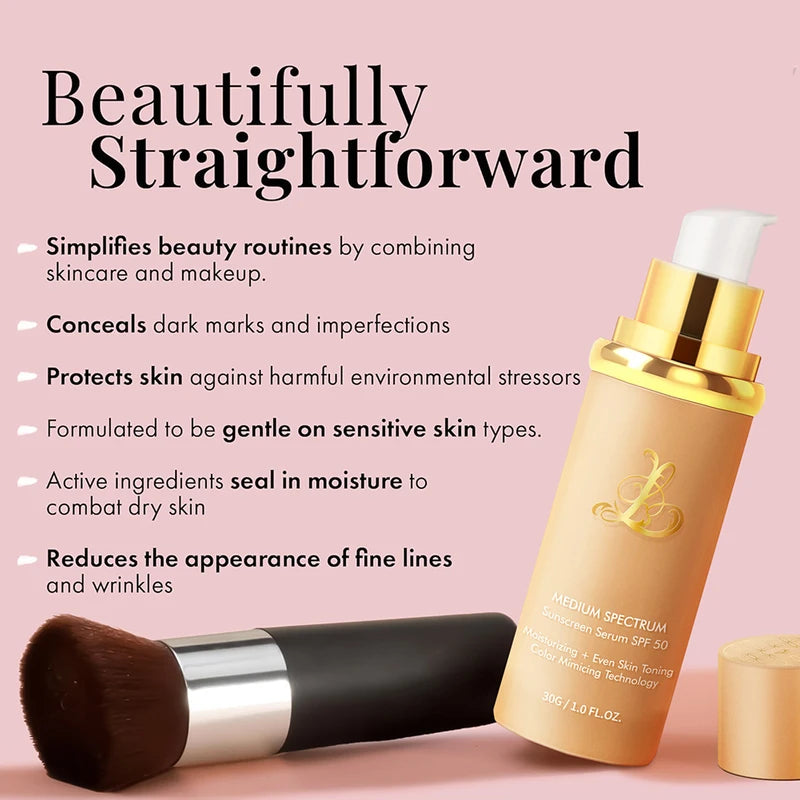 4-in-1 Color Changing Foundation SPF50 Sunscreen Concealer for Women, Long-Lasting Makeup Primer 30g