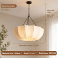 Wabi Sabi Linen Pendant Light Flower Wavy Fabric Hanging Lamp Adjustable Chandelier