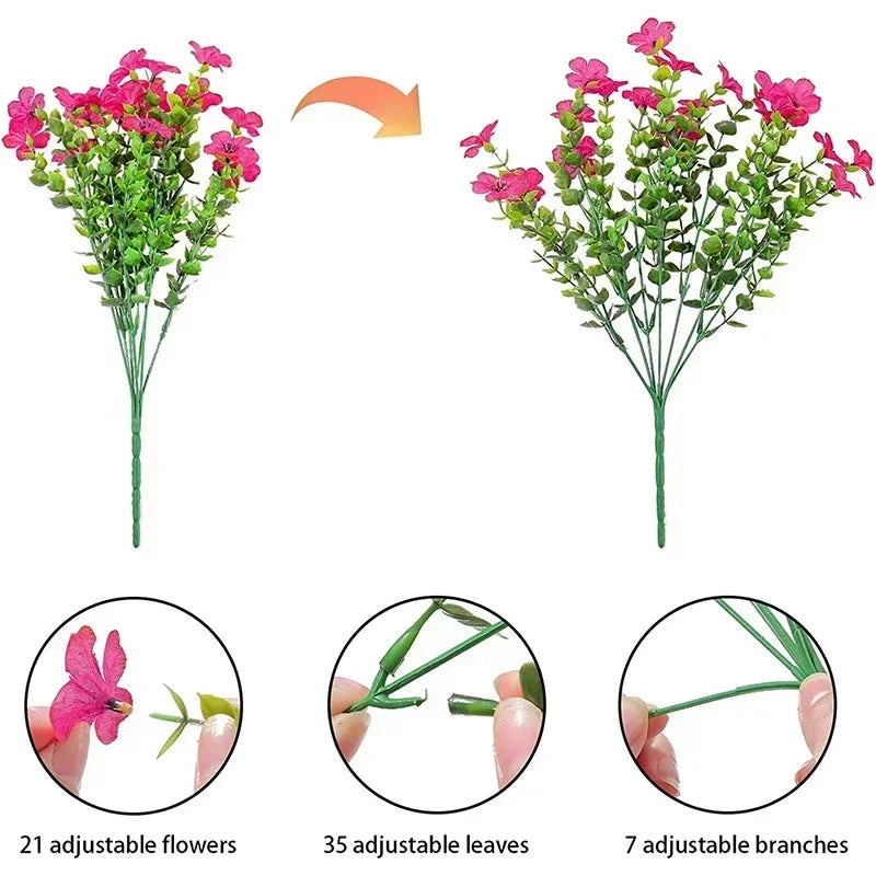 Outdoor UV-Resistant Faux Plants for Garden & Indoor Decor - Fake Flowering Plants