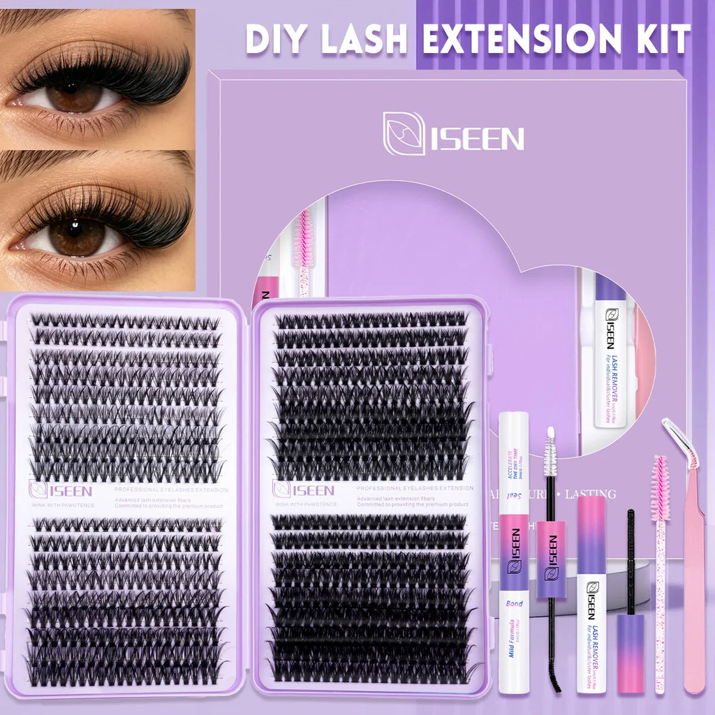 DIY Lash Clusters Kit with Bond, Seal, Tweezer & Remover - Multiple Colors