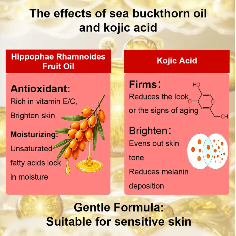 Deep Hydrating Face Serum with Seabuckthorn and Kojic Acid for All Skin Types