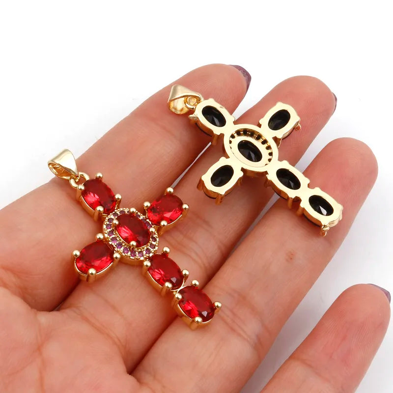 Copper Religious Cross Pendant Jewelry Findings for DIY Necklace & Bracelet Making 4cm x 2.3cm