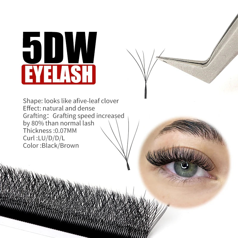 Eyelash Extension W-Shape Fans 0.07mm for Professional Natural Look - 10 Pcs