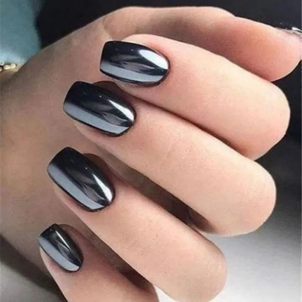24Pcs Solid Color Short Square Fake Nails - Detachable Full Cover Nail Tips