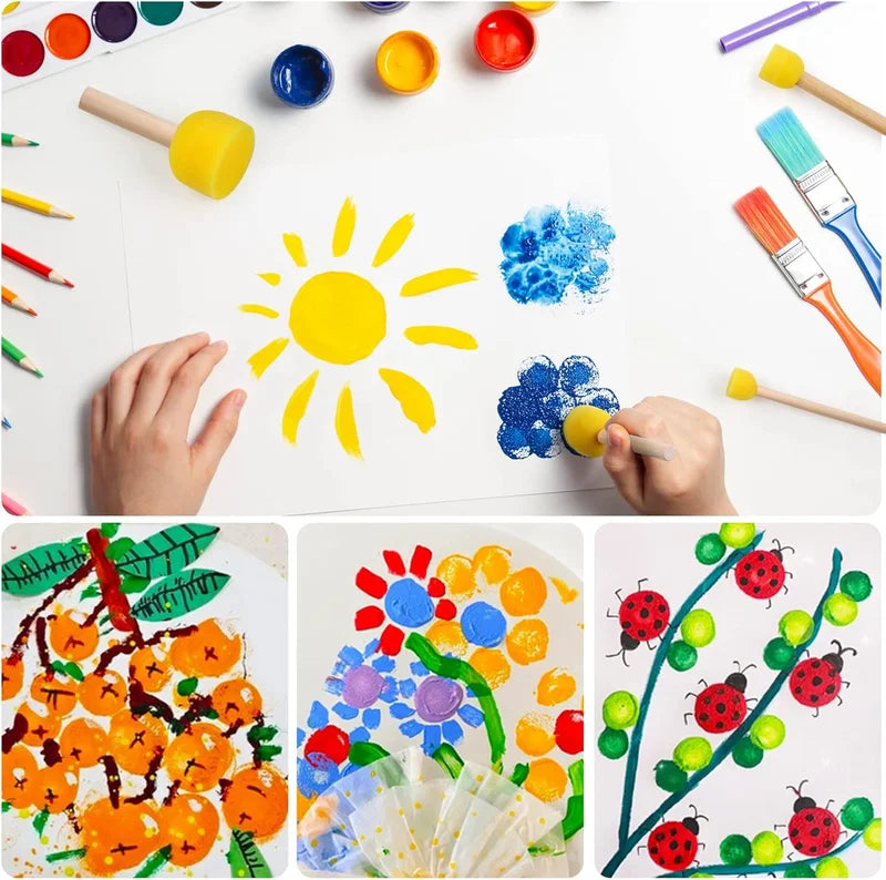 28 Pieces Round Foam Sponge Brushes for Watercolor Painting Crafts Face Art