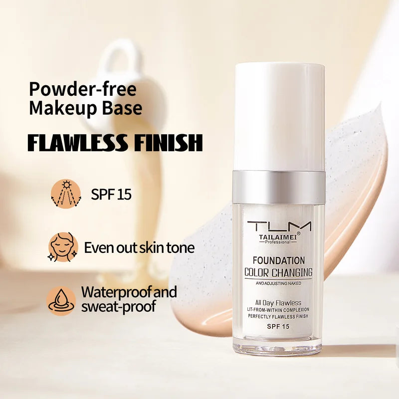Color Changing Liquid Foundation & Concealer Waterproof Face Makeup 30ml