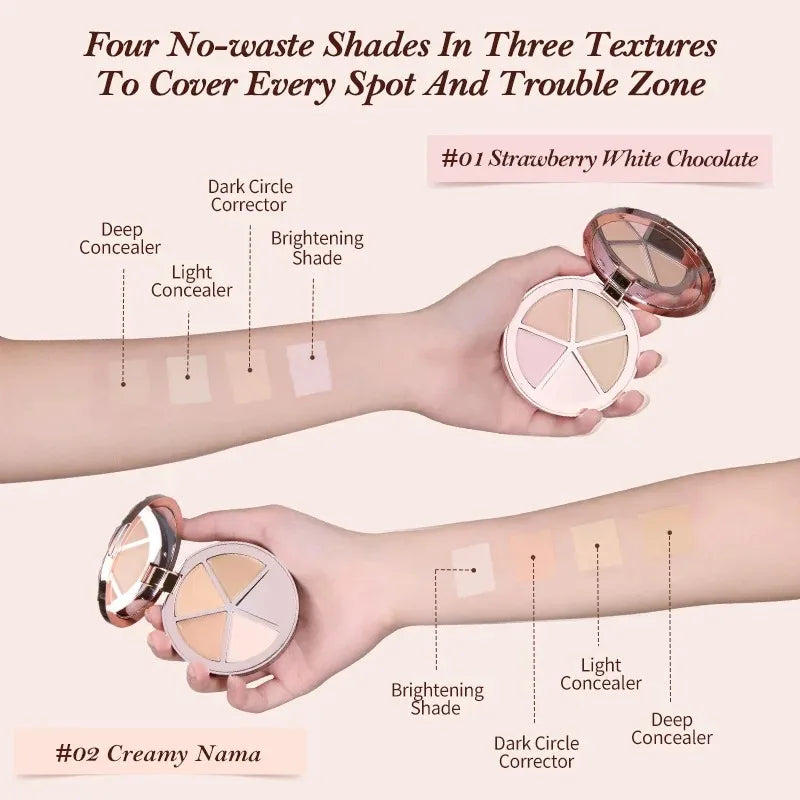Color Correcting Concealer Palette - Brightens & Covers Dark Circles - Vegan Makeup