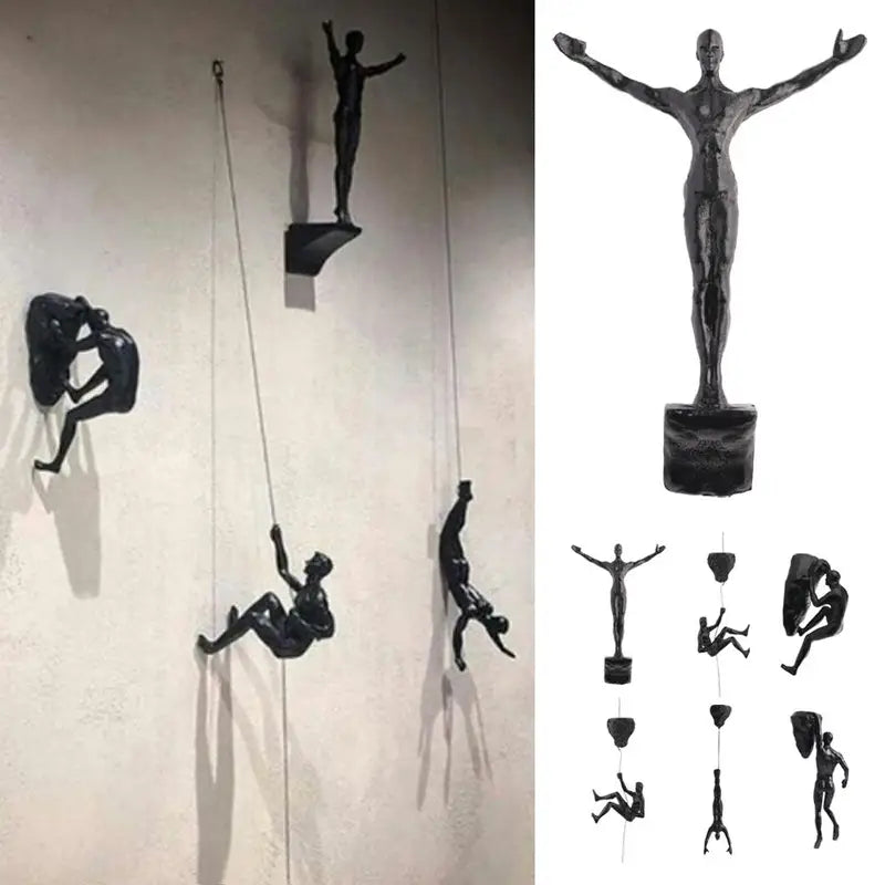 Rock Climbing Man Resin Wall Hanging Sculpture Decorative Art