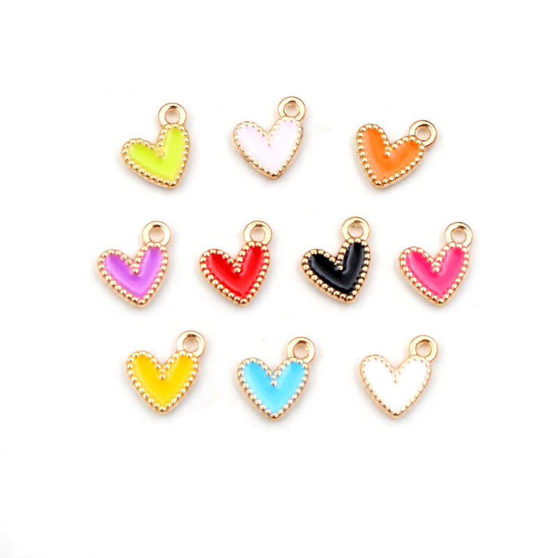 Colorful Alloy Heart Charms Set for Jewelry Making - 50 Pieces, DIY Love Pendants