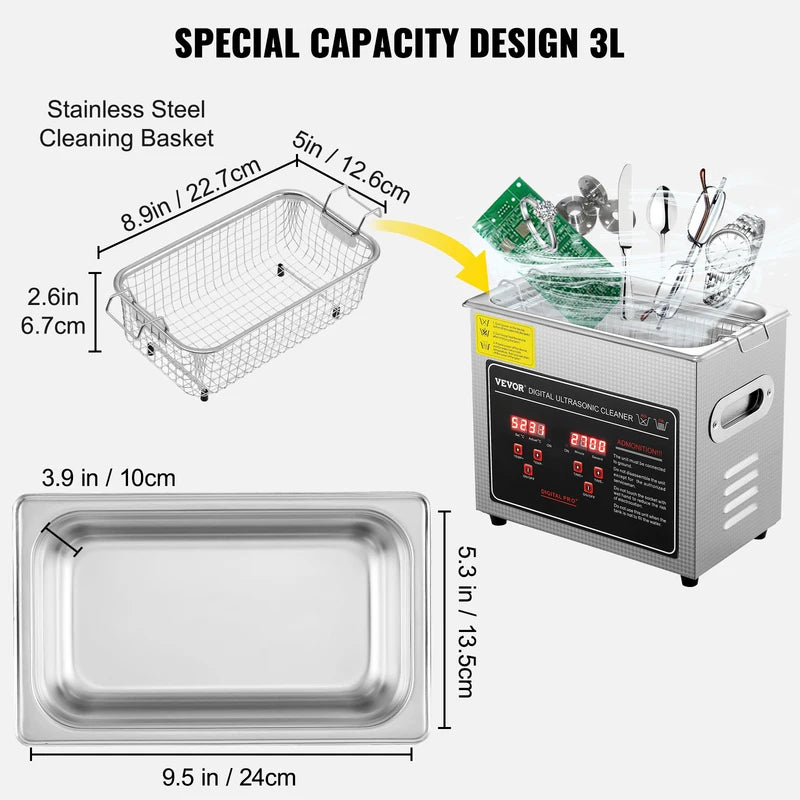 Stainless Steel Ultrasonic Cleaner 2L-30L Digital Home & Professional Appliance