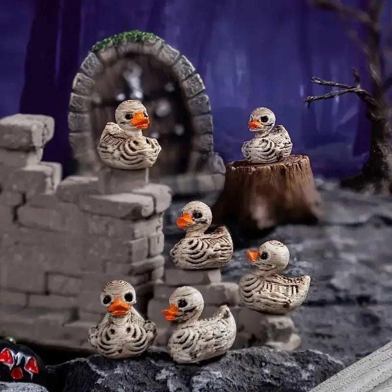 20-Pack Cute Skull Duck Resin Figurines for Halloween Home Office Decor