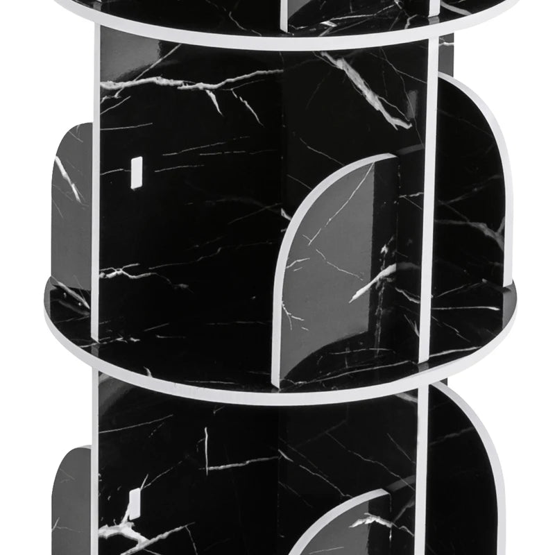 Rotating Bookshelf with 16 Compartments - Waterproof 4-Tier Floor Storage Rack