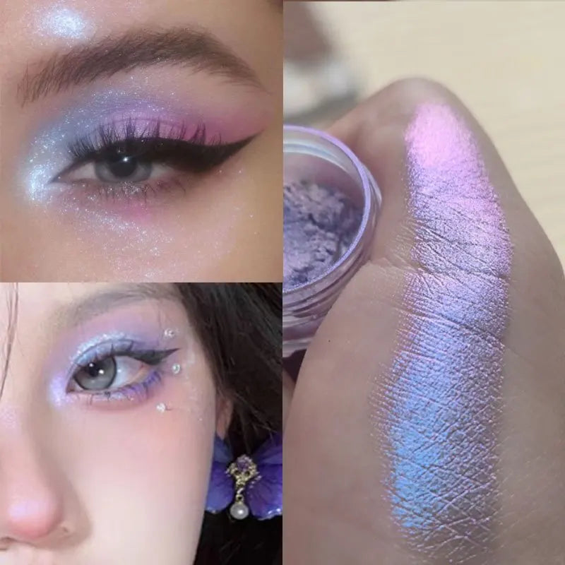 Glitter Eyeshadow Palette with Metallic Gradient Colors for Brightening & Contouring