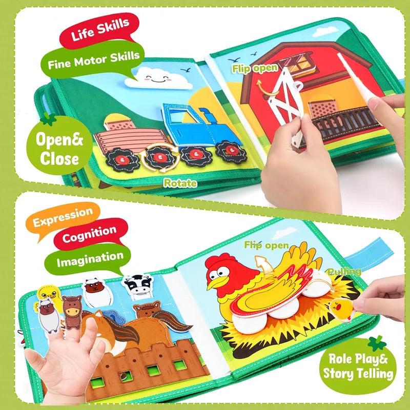 Farm Animal Montessori Busy Board for Toddlers Sensory & Learning Toy