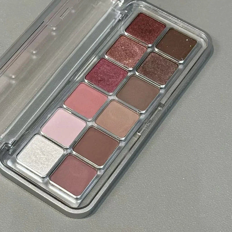 12-Color Matte Pearl & Glitter Eyeshadow Palette for Long-Lasting Makeup