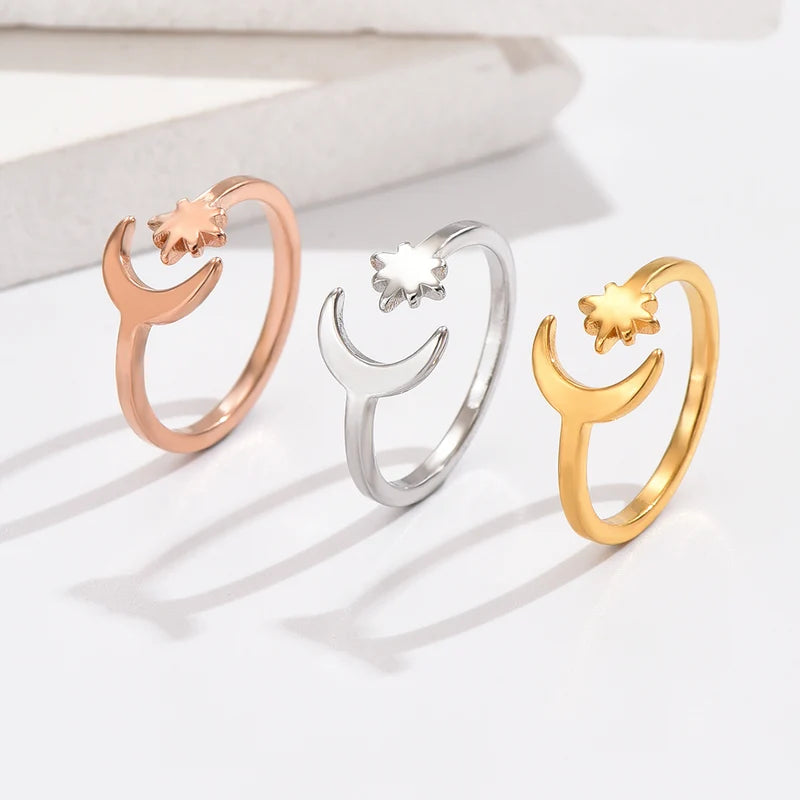 3PCS Adjustable Toe Rings for Women, Star and Moon Design, Summer Beach Jewelry