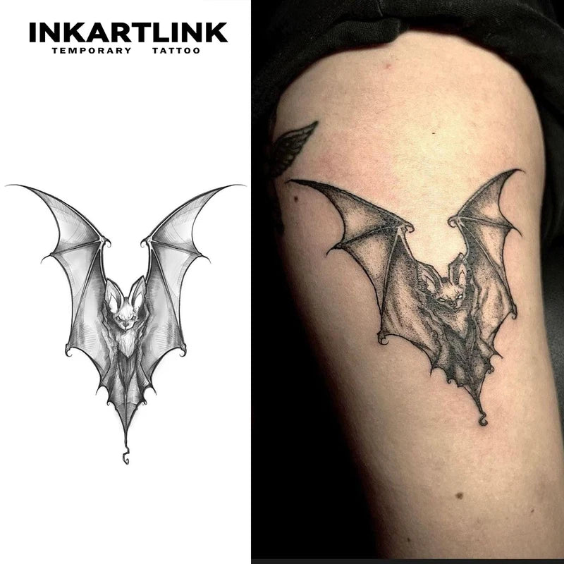 Night Bat Tattoo Patch - Gothic Waterproof Vampire Neck Temporary Tattoo