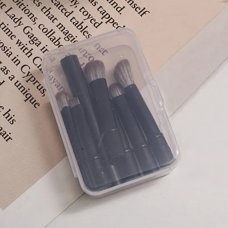 Mini Travel Makeup Brush Set 6pcs with Detachable Handles for Face Eyeshadow
