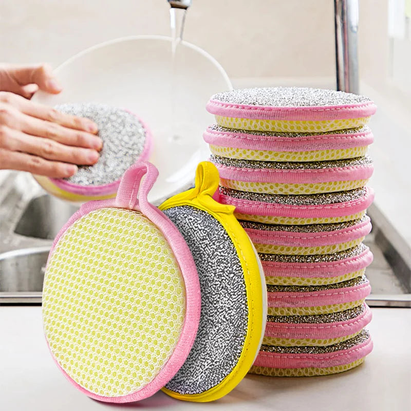 Double-Sided Dishwashing Sponge Set for Kitchen Cleaning - Reusable, Eco-Friendly, Soft & Sturdy