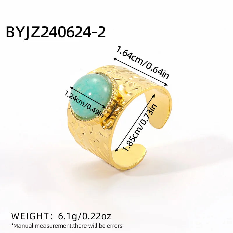 Bohemian Green Turquoise Malachite Ring for Women - Summer Jewelry Gift