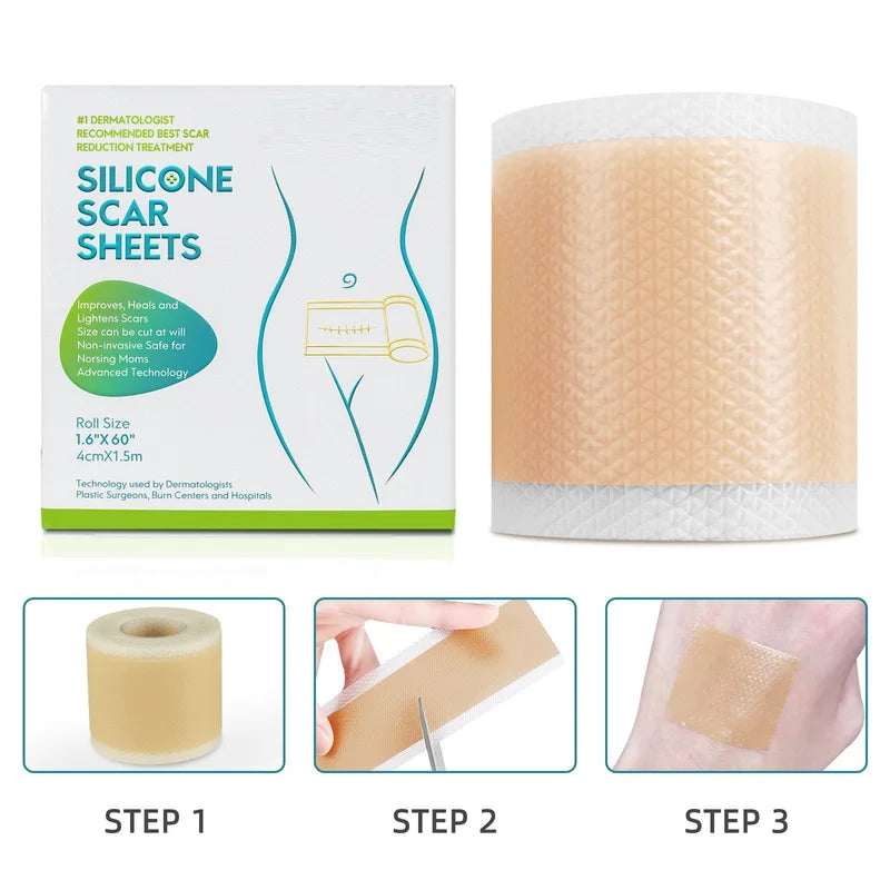 Silicone Scar Sheets Roll Set - Waterproof Breathable Self-Adhesive Skin Cover, 4 Rolls