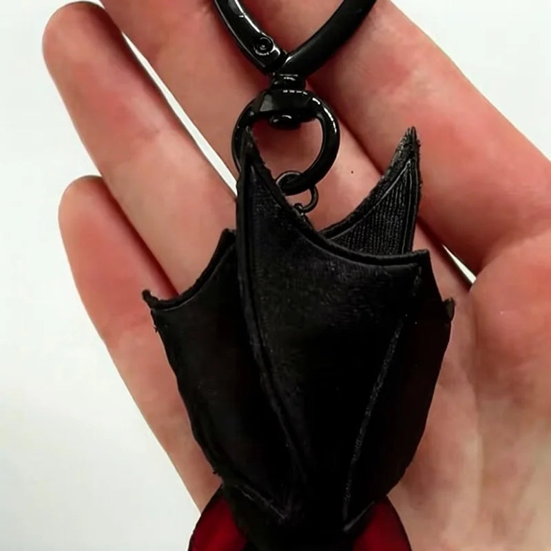 Transformable Plush Bat Keychain - Gothic Halloween Bag Charm & Pendant