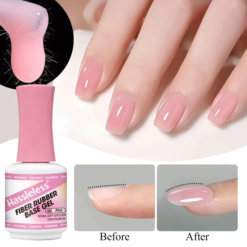 15ml Clear Fiber Base Gel Nail Polish - Quick-Setting for UV & LED Lamps