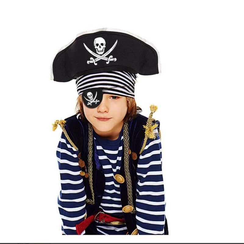 12Pcs Felt Pirate Eye Patches Skeleton Eye Masks for Halloween & Party Decorations