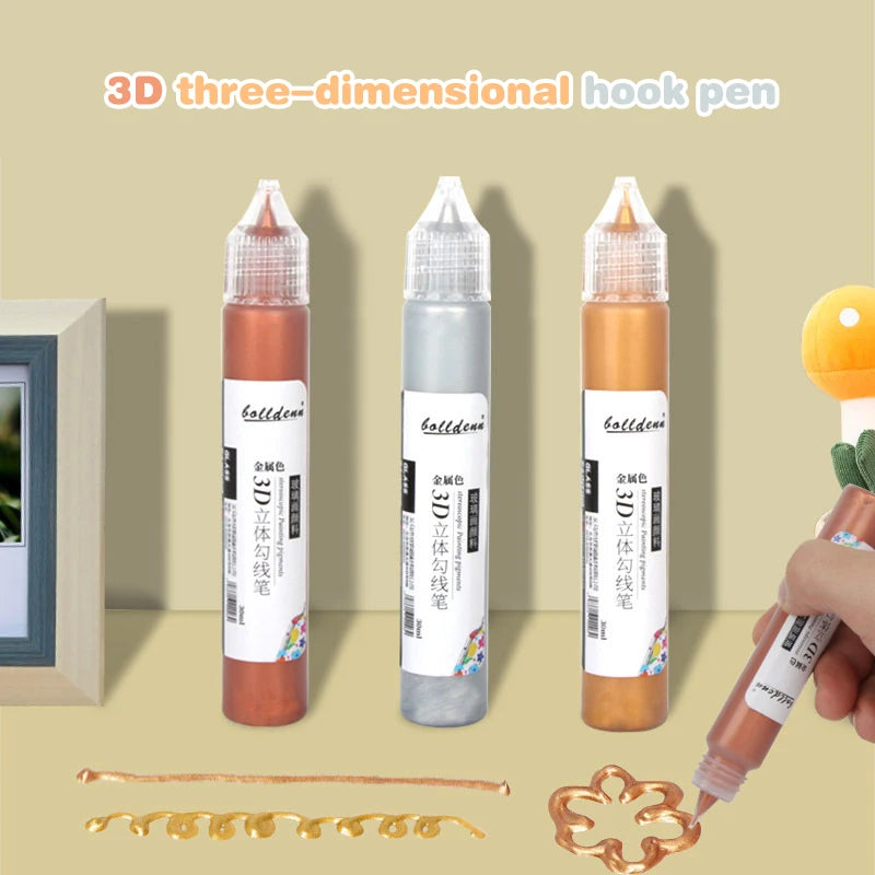 Glass Acrylic Paint Set - Waterproof 10/30ml with 3D Hook Pen for Glass & Art