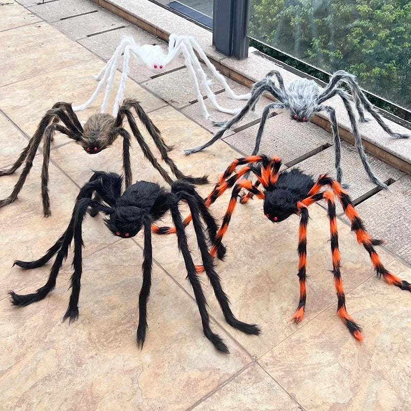 Giant Black Spider Halloween Decor - Scary Artificial Plush Ornament for Haunted House & Outdoor Scenes