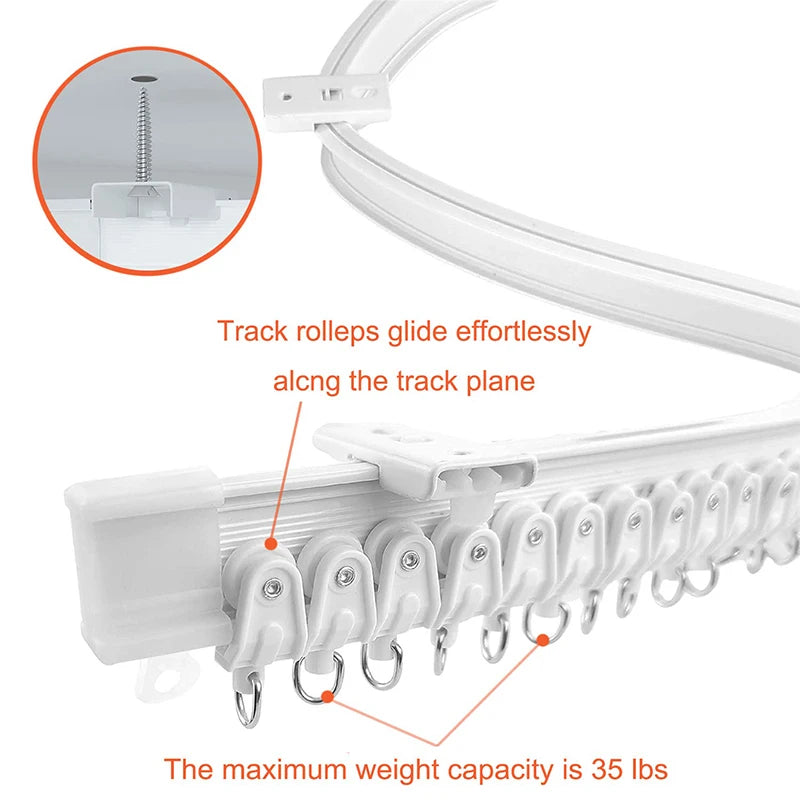 Flexible Bendable Curtain Track for Room Dividers, Windows & Bathrooms