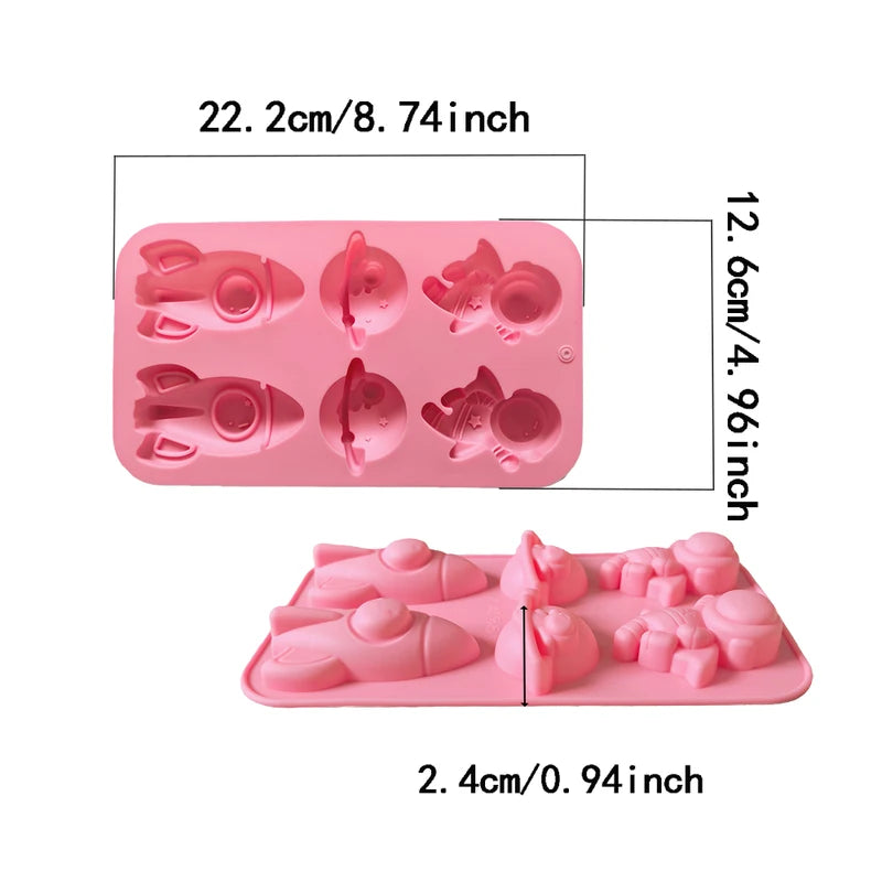 Creative Rocket Astronaut Silicone Mold for Cakes and Desserts - Multiple Colors