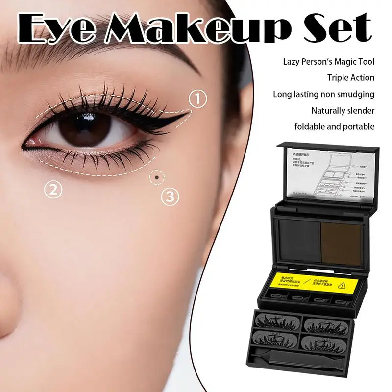 3-in-1 Eyelash & Mole Stamp Kit - Natural, Long-Lasting Eye Makeup