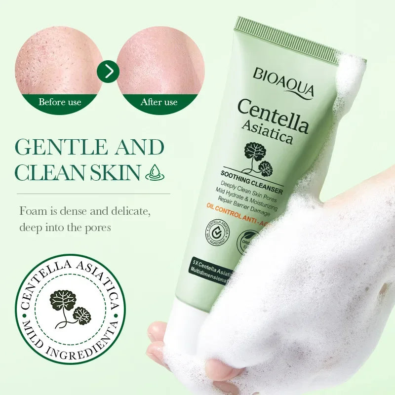 Centella Asiatica Facial Cleanser with Moisturizing & Oil Control - Foaming Face Wash