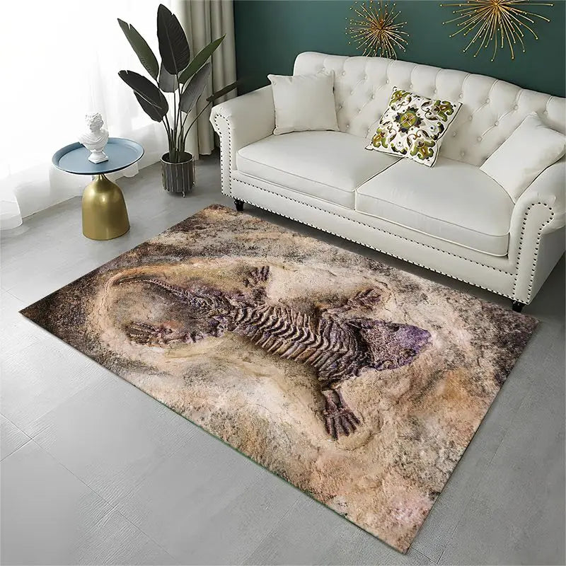 Ancient Dinosaur Fossil Area Rug Non-Slip Durable Carpet for Living Room Bedroom Home Decor