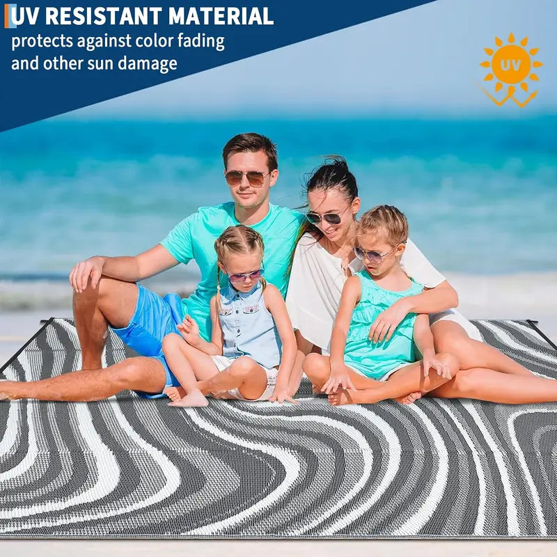 Waterproof Outdoor Rug 10x14ft - Reversible UV-Resistant Camping & Picnic Mat