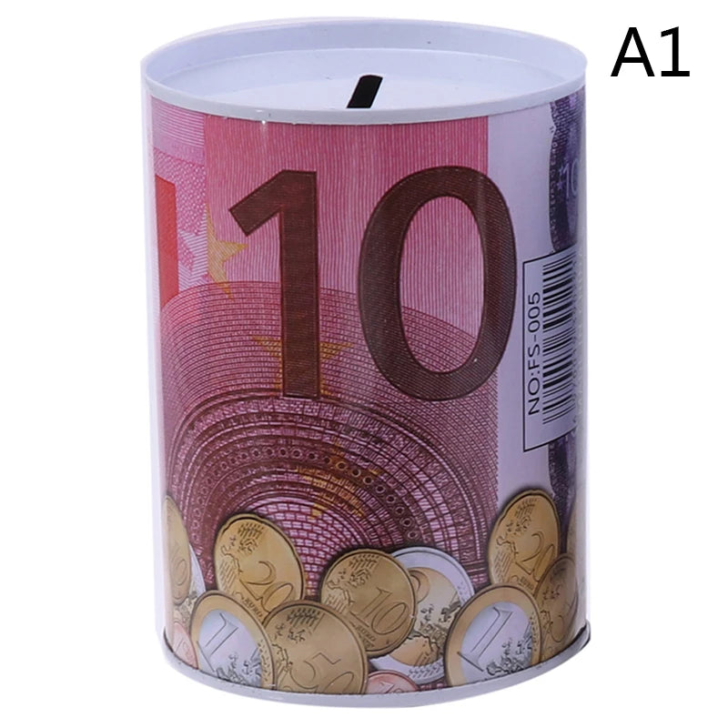 Creative Tinplate Cylinder Piggy Bank - Money Saving Box for Home Decor