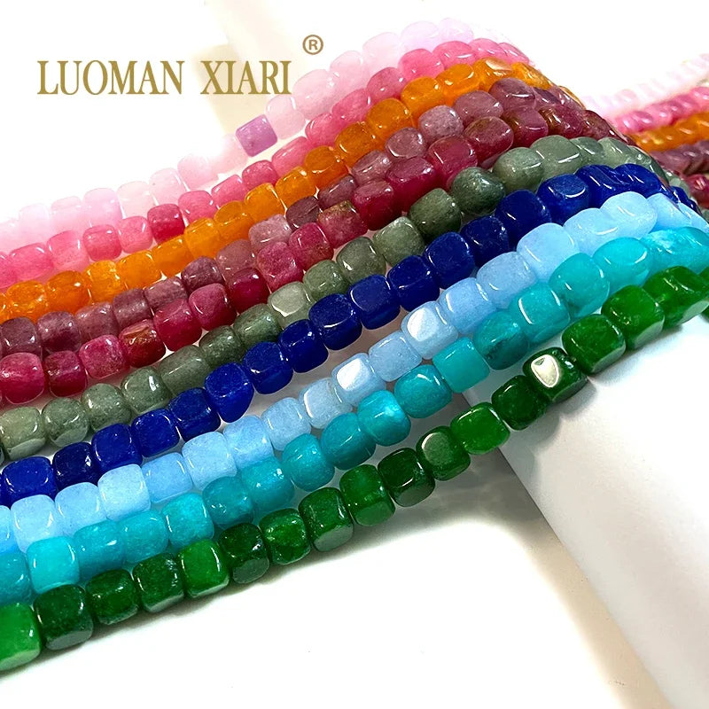 Natural Chalcedony Cube Beads 8x8mm Loose Square Spacer Stones for Jewelry Making