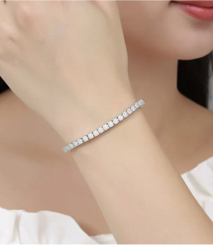 Women's Zirconia Tennis Bracelet Crystal Charm Thin Chain Wedding Jewelry