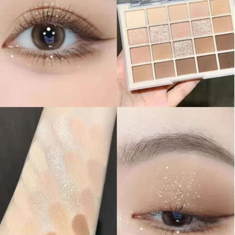Colorful Korean Eyeshadow Palette - Waterproof Long Lasting Matte & Glitter Shades