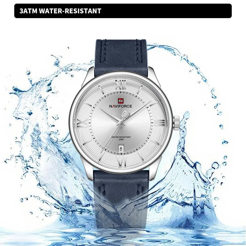 Men's Quartz Waterproof Leather Strap Watch - Business Casual Fashion NF9272L