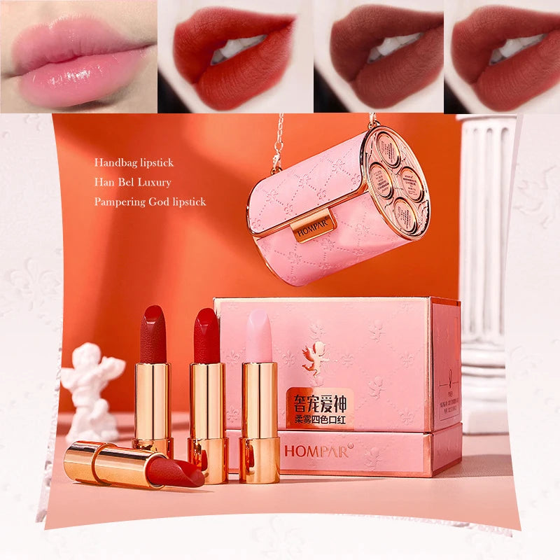 Waterproof Matte Lipstick Set - Long Lasting Lip Gloss Kit with Velvet Finish and Leather Bag